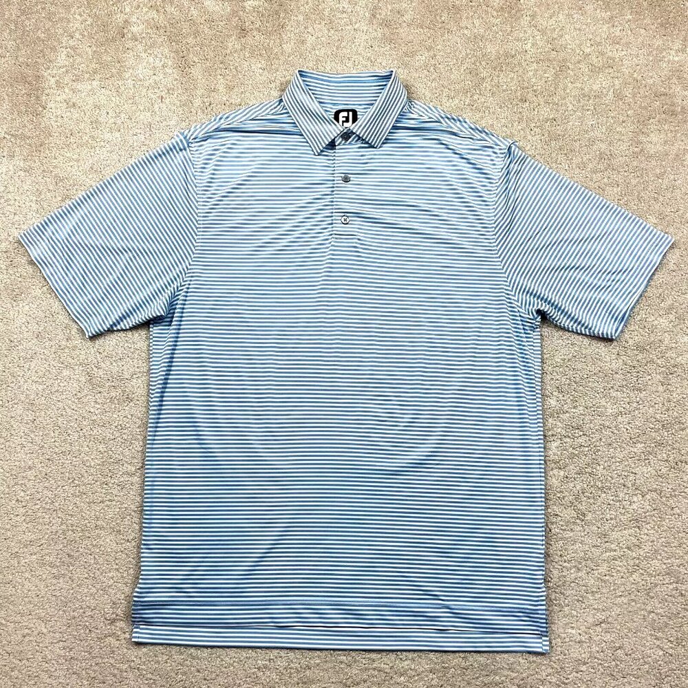 Footjoy FJ Mens Performance Golf Wicking Short Sleeve Polo Shirt Striped Size L